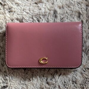 Coach Pink Leather Wallet with Gold Logo